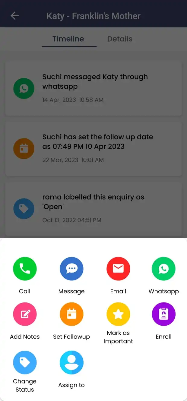Actions Menu