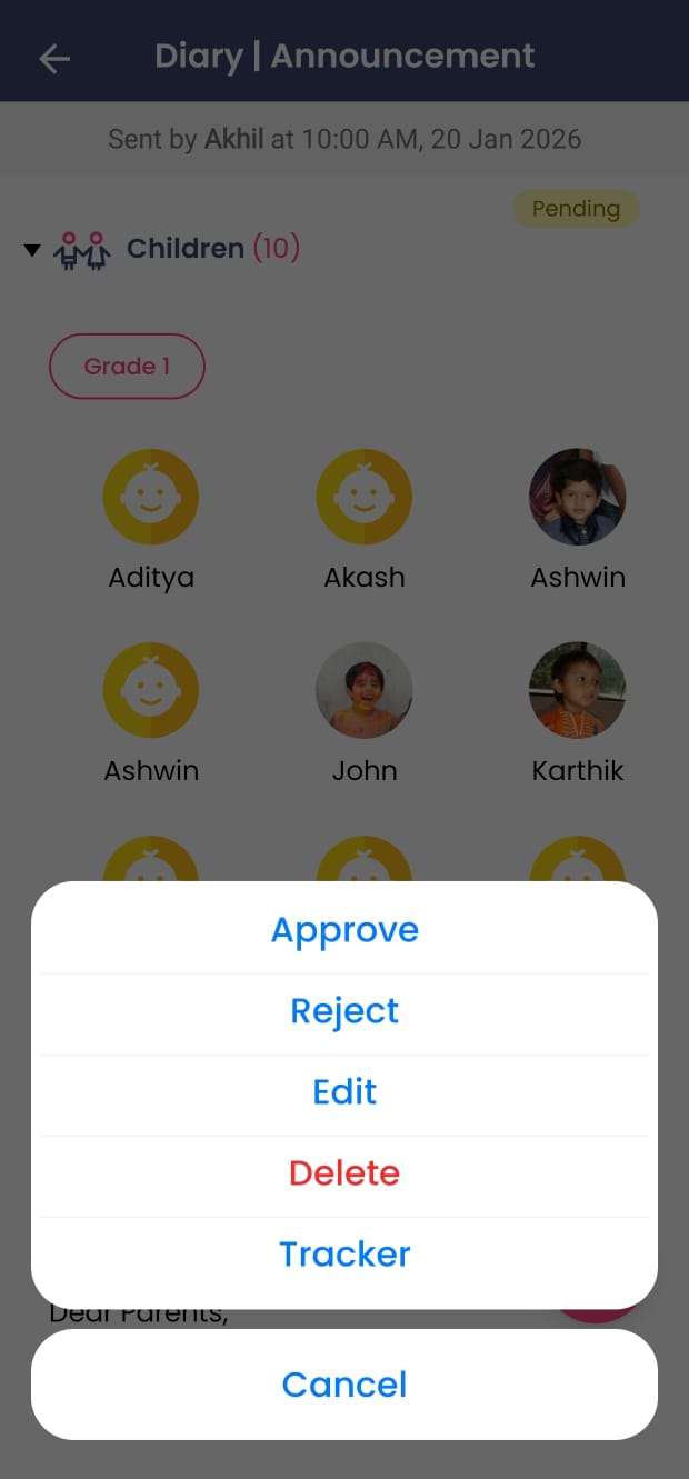 Actions Options