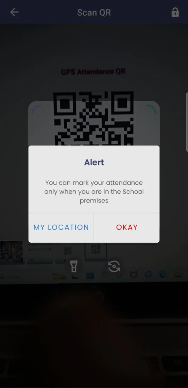 Alert text when check in outside Geo location
