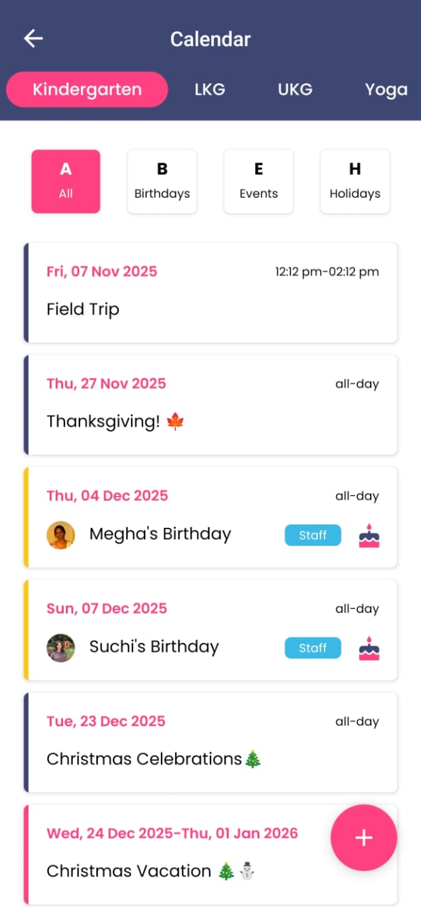 Calendar Home Screen