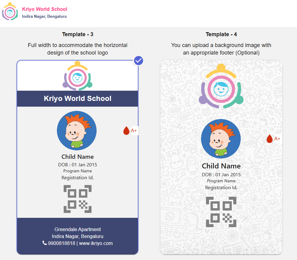 Customise Child ID Card Templates