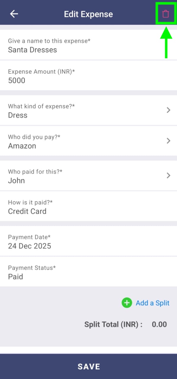 Delete Expense