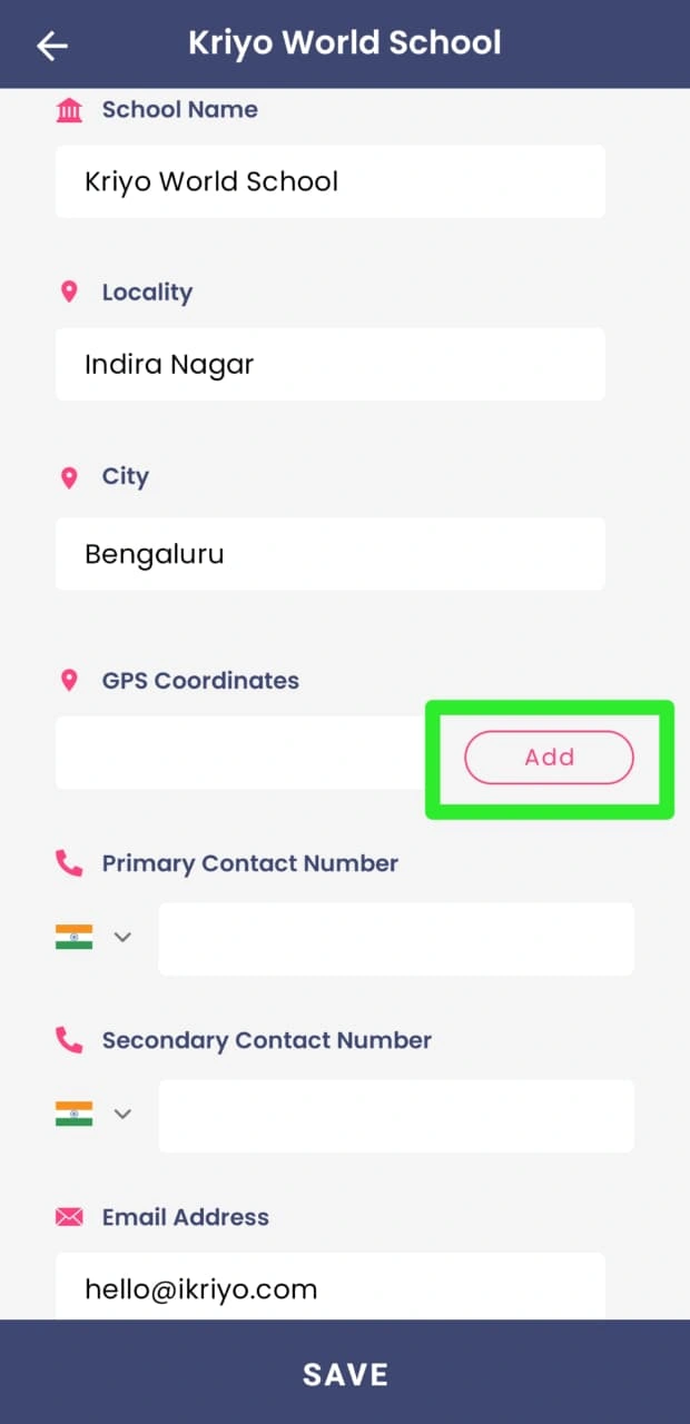 Enable GPS coordinates