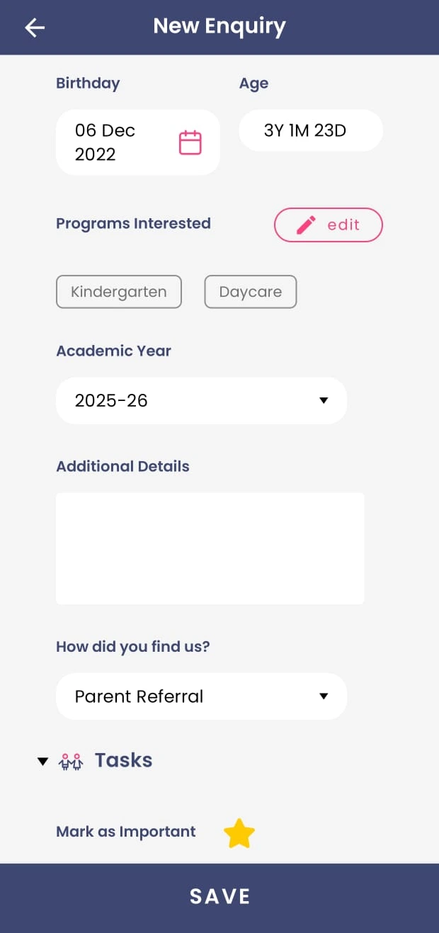 Parent enquiry form part 2