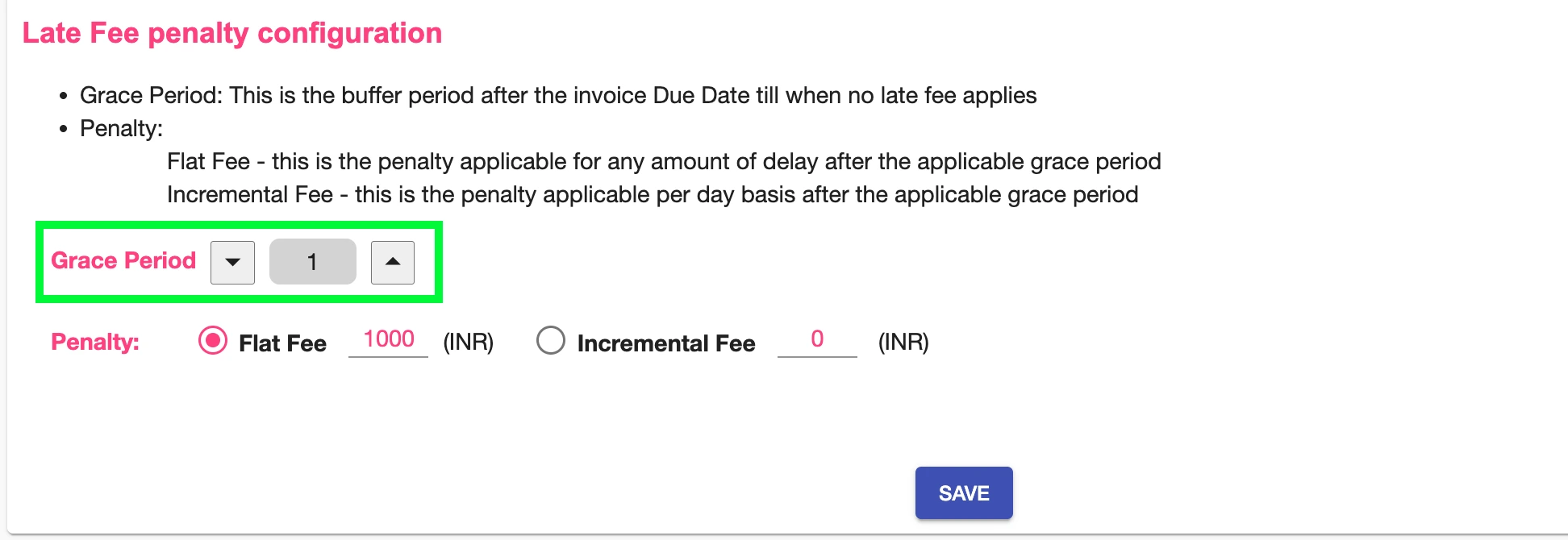Late Fee Setup