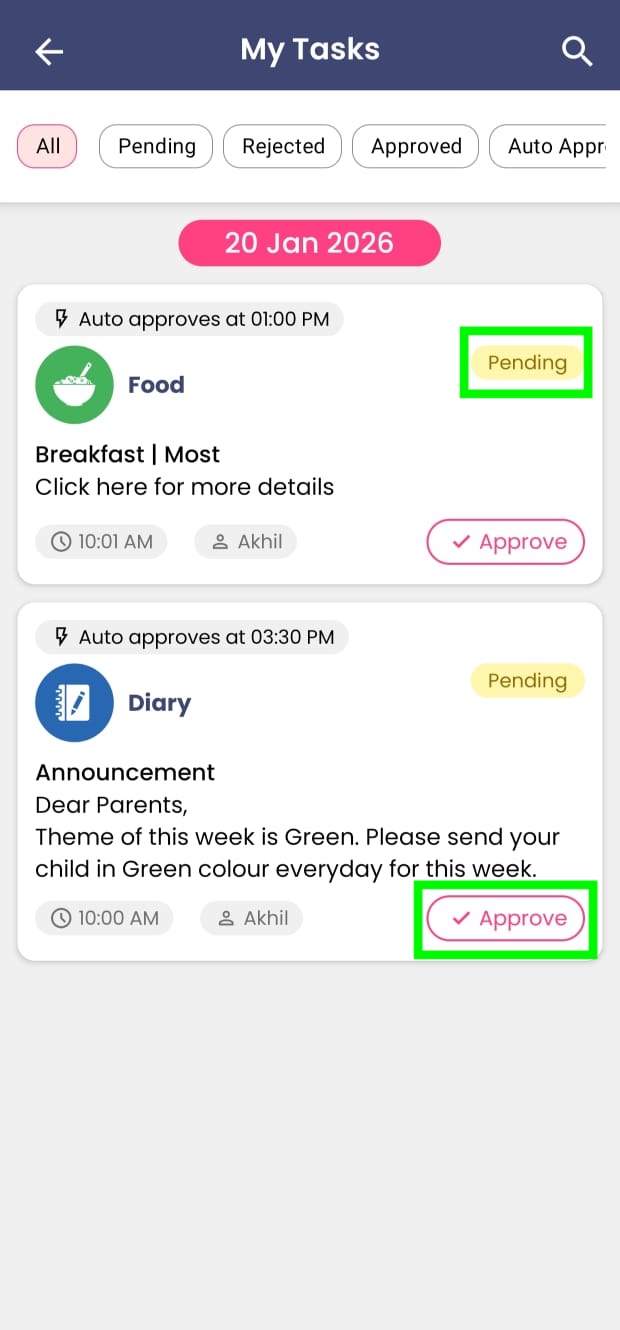 My Tasks Home Page