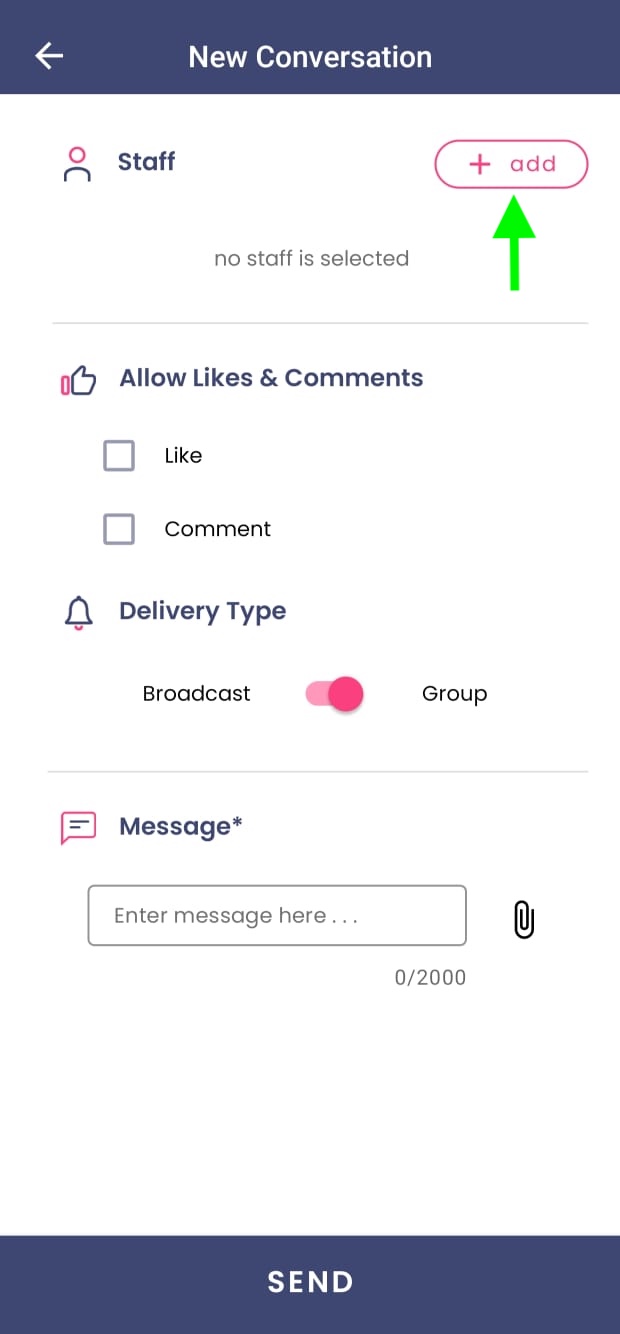 New conversation screen