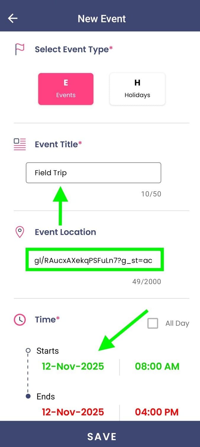 Event Creation