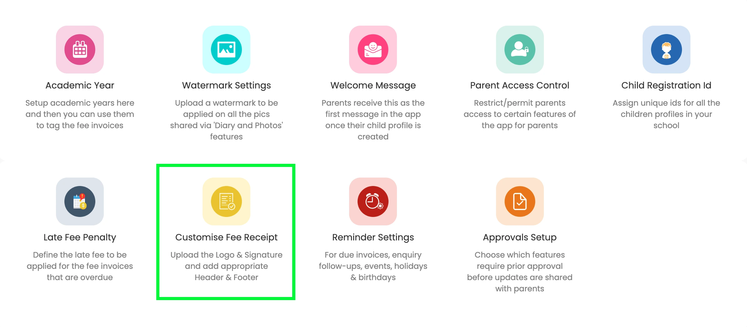 Customise Fee Receipt