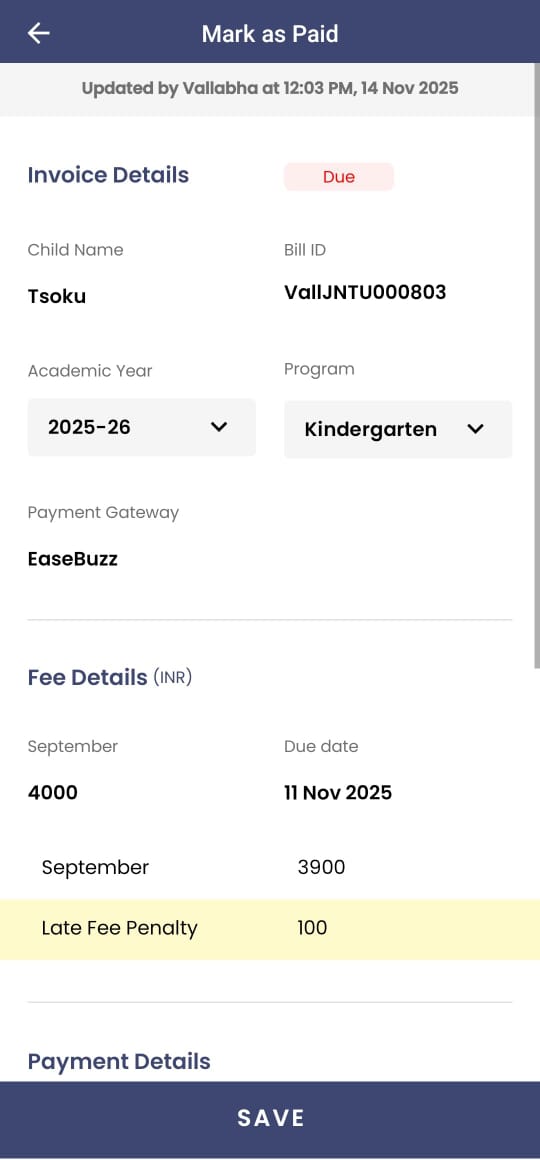 late fee in invoice mobile