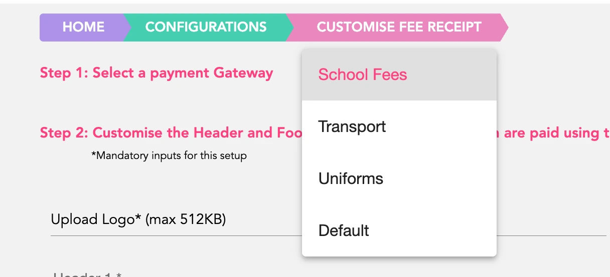 Receipt types