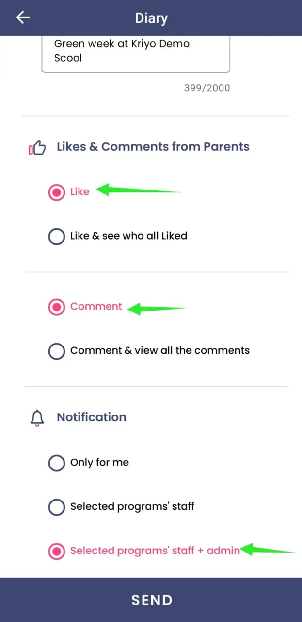 Two way settings
