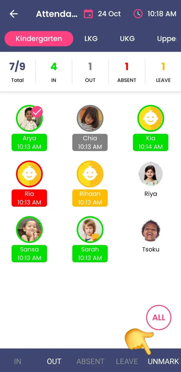 Unmark children attendance